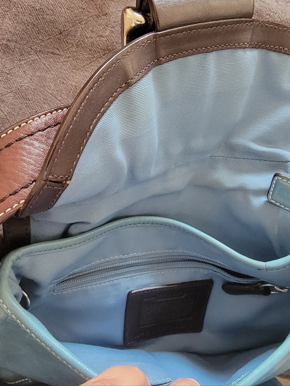 Coach Blue And Brown Shoulder Bag - Picture 5 of 5